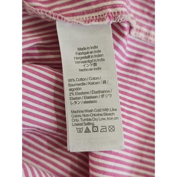 J. Crew Pink Striped Peasant Top Split Neck Ruffle Size Medium Long Sleeve - Picture 9 of 11